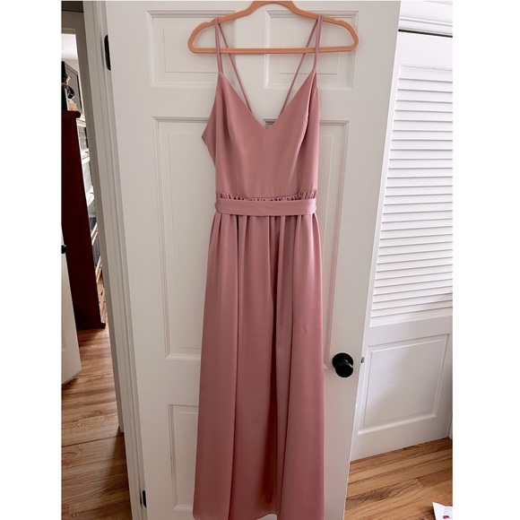 Davids Bridal Double Spaghetti Strap Charmeuse Bridesmaid Dress